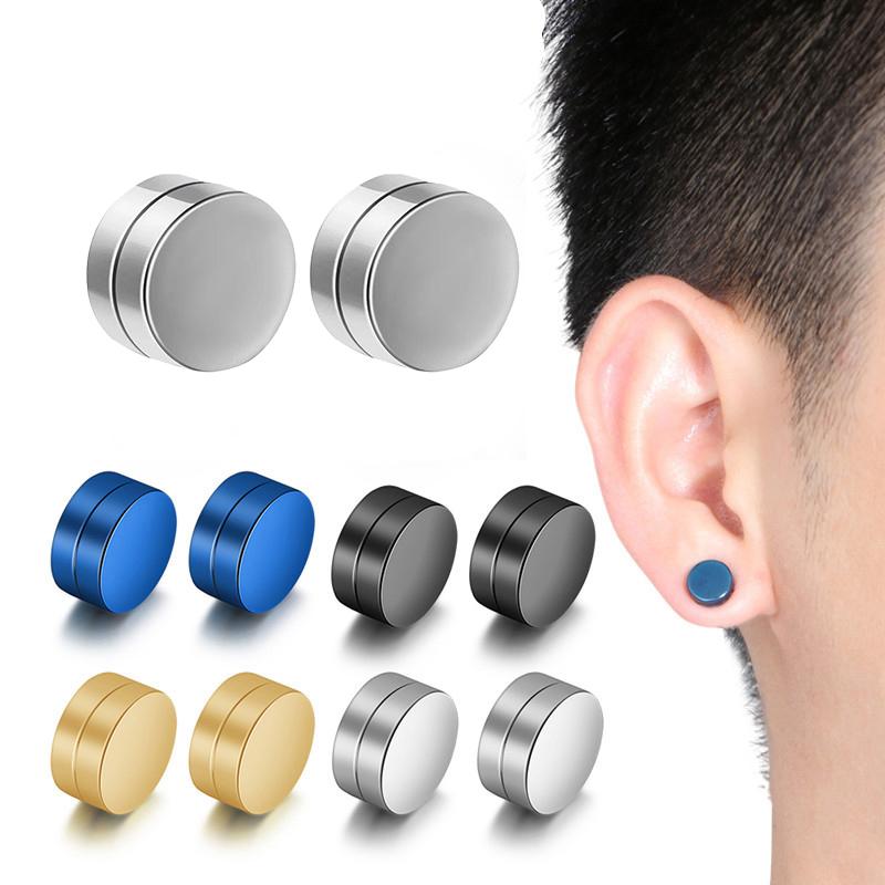 6mm/8mm/10mm/12mm Cerchio Rotondo Senza Foratura Forte Magnete Magnetico Orecchino a Clip da Uomo Orecchini Senza Foratura Orecchini Finti Gioielli