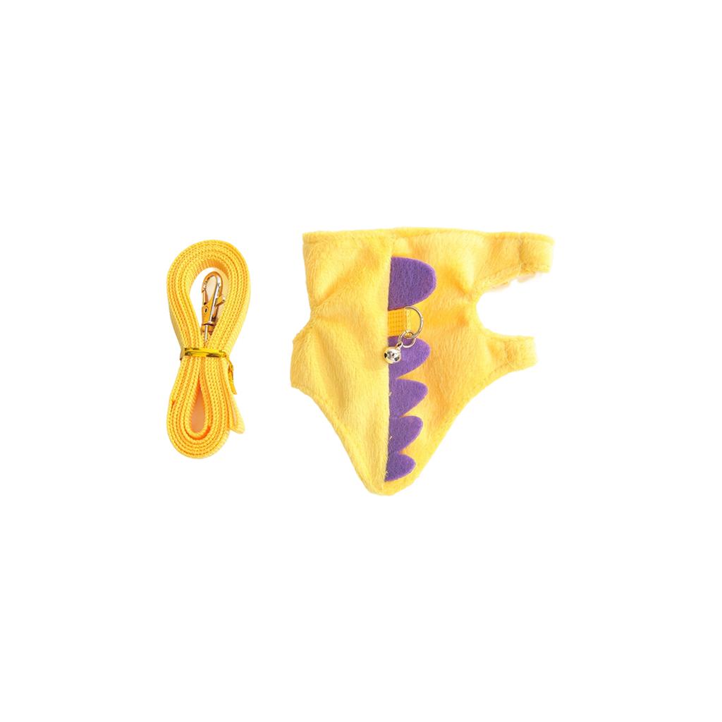 Adjustable Dinosaur-Shaped Small Pet  And Leash Set, Cute Plush Vest  With Bell For Ferrets, Rabbits, Guinea Pigs, Hamsters, Soft Breathable