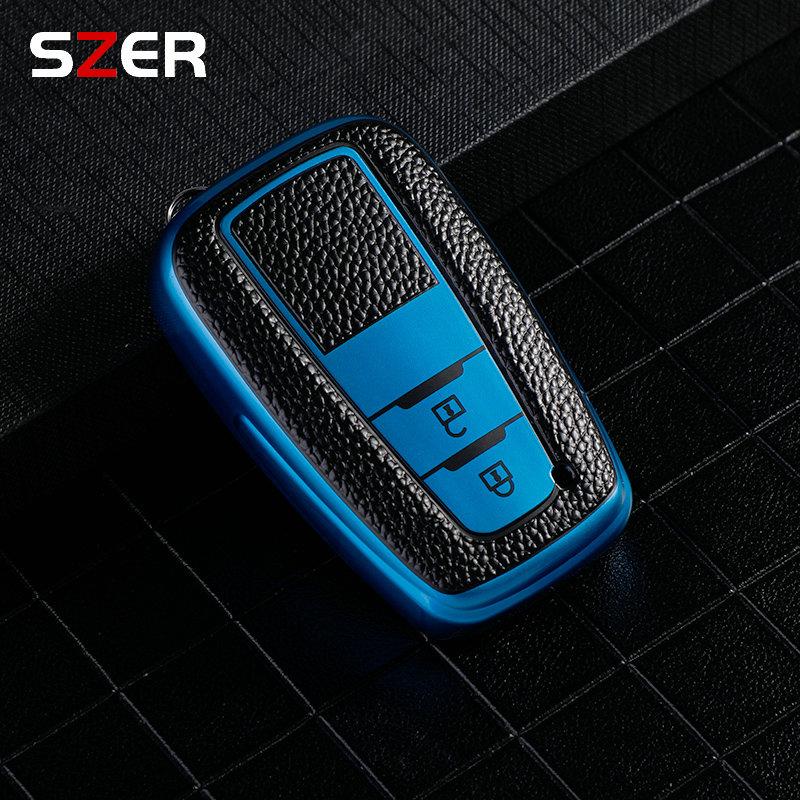 Auto Leather Tpu Car Key Cover Case Shell Fob For Toyota Prius Camry Corolla C-Hr Chr Rav4 Prado Keychain Accessories