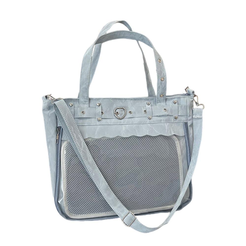 Elegant Transparent Ita Bag Large Capacity Pure Color Y2K Tote Bag Original Design Minimalist Style Shoulder Bag School Use