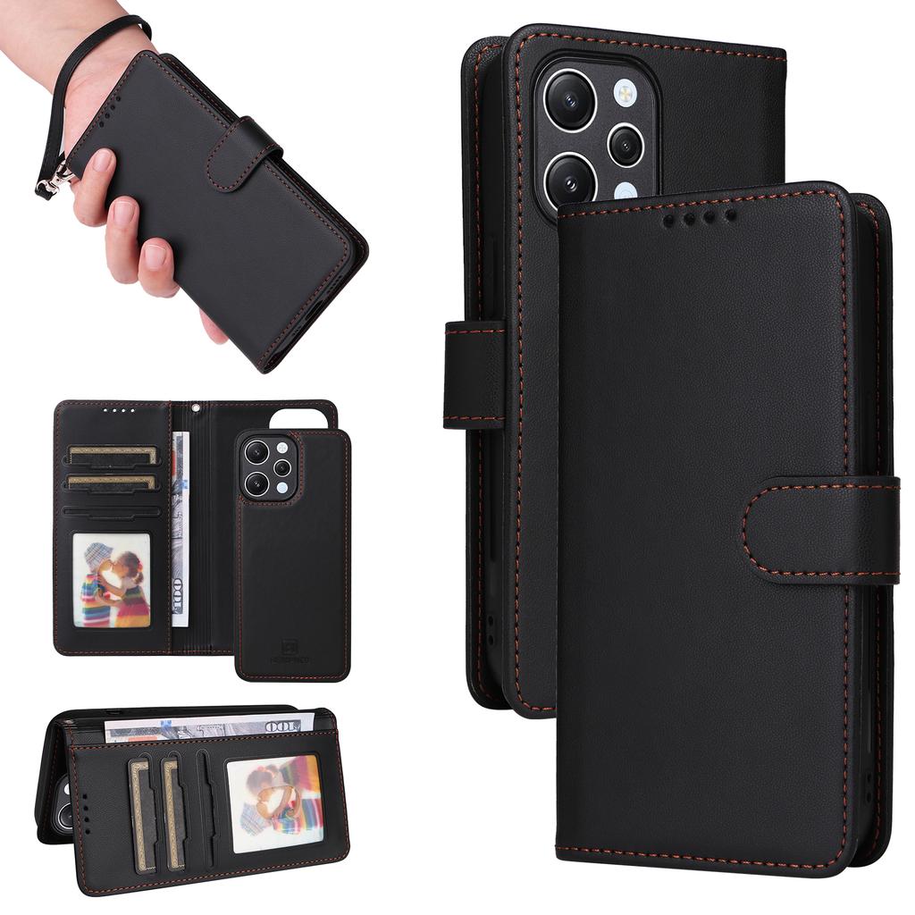 For Xiaomi Redmi 12 4G Magnetic Case BETOPNICE Detachable PU Leather Phone Cover with Strap