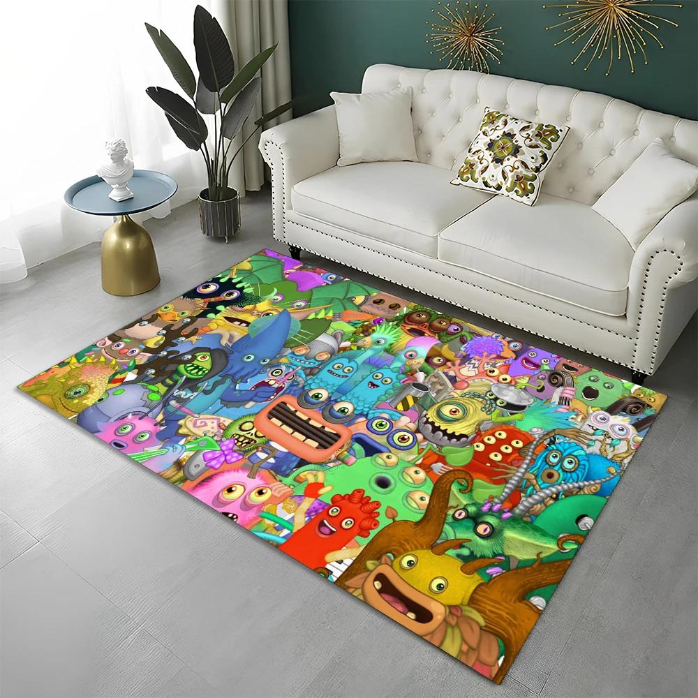 Tappeto Cartoon 3D My Singing Monsters Videogioco per Casa Soggiorno Camera da Letto Divano Zerbino Decorazione, Tappeto per Area Tappetino Antiscivolo per Pavimento