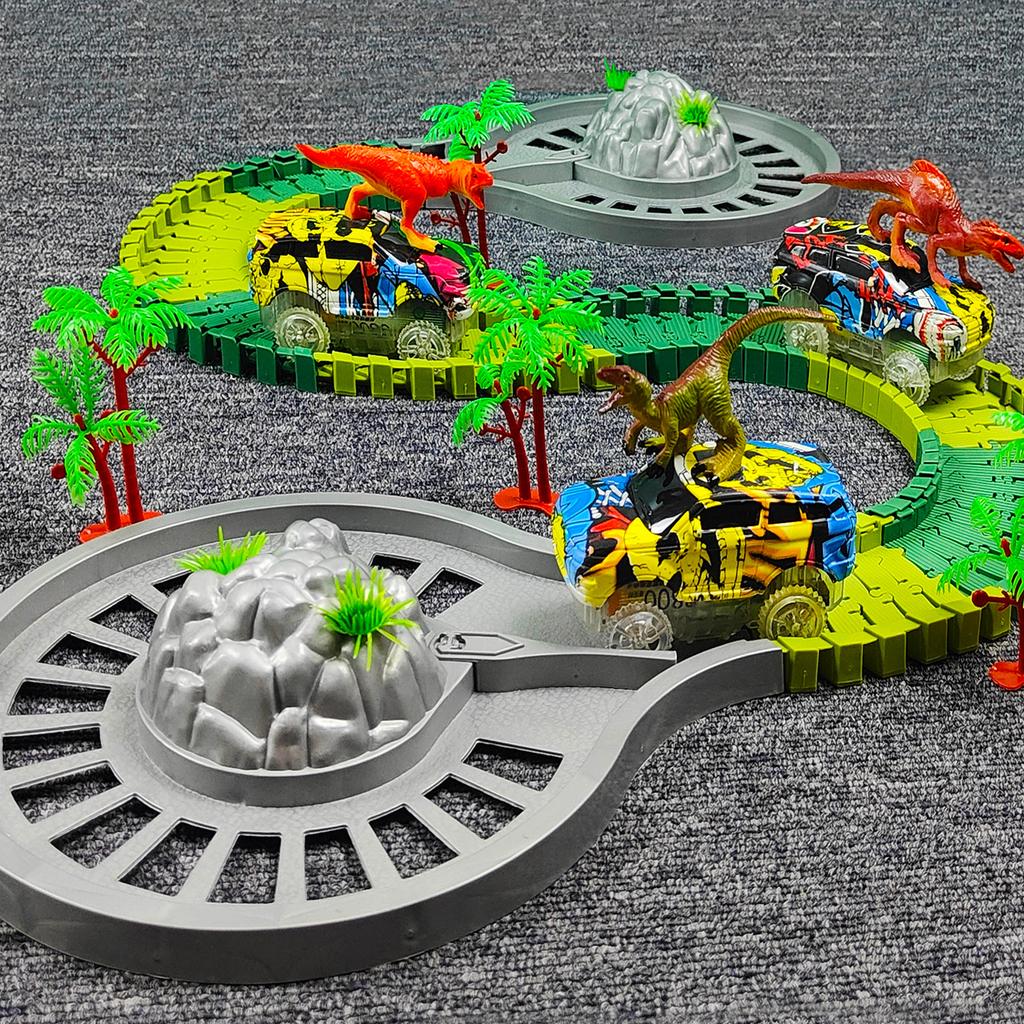 Children Electric Track Toy Car Dinosaur Car Kids Educational Toys Track Car Train Toys For Children Birthday Gift