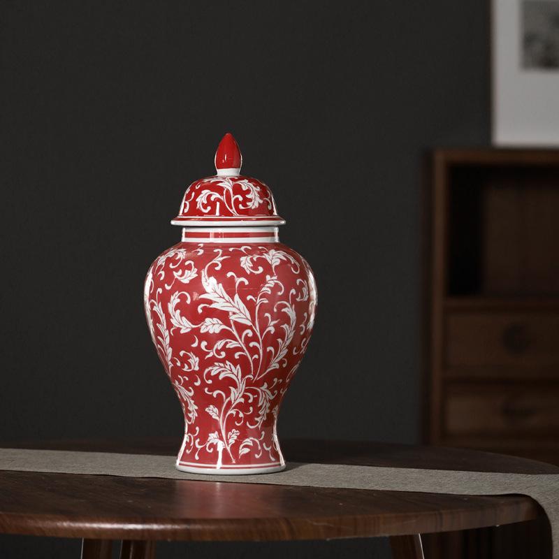 Retro-Porzellangefäße im chinesischen Stil, Generalskrug, Blumenvase, Keramikvase, Blumentopf, Bemalte Keramikornamente, Heimdekoration
