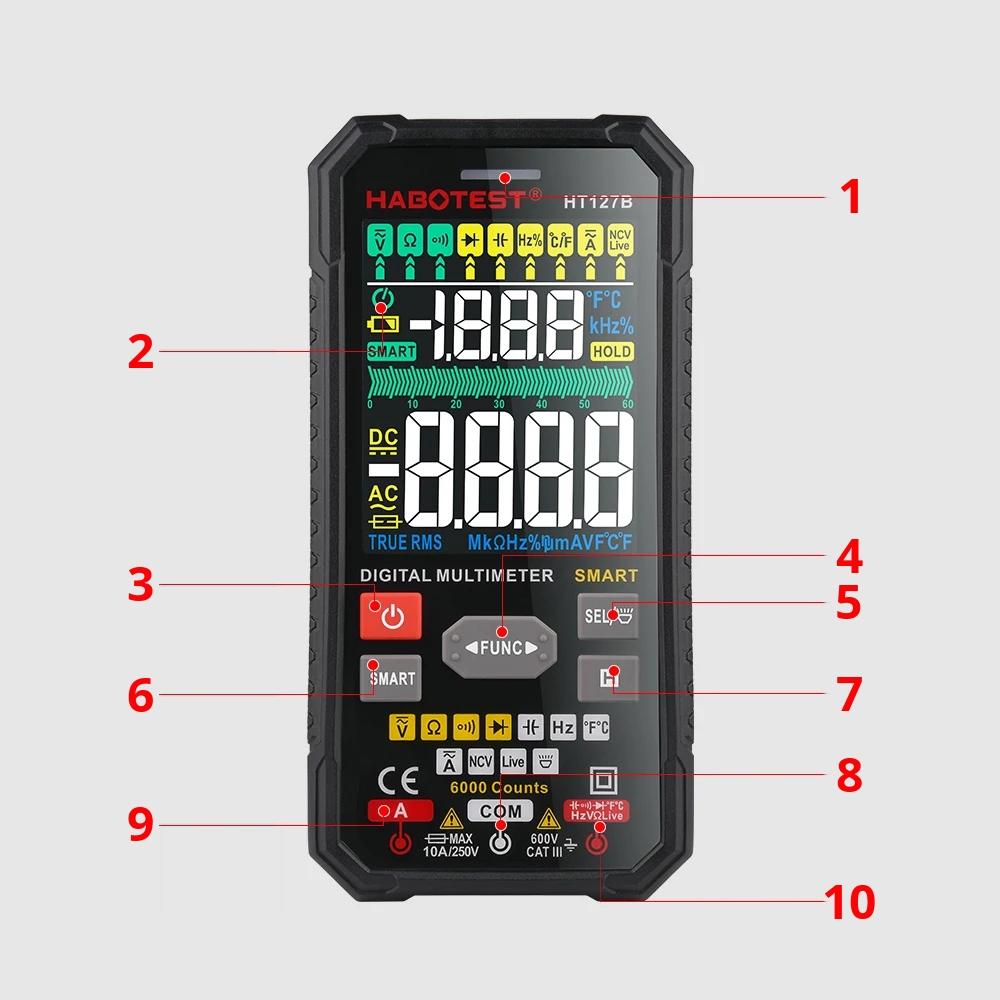 Digital Universal Multimeter True Rms Ncv Thermocouple Cables Case Batteries