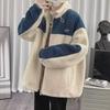 Men's Trendy Lambskin Jacket: Autumn/Winter Korean-Style Loose Workwear, Plus Velvet Thickened