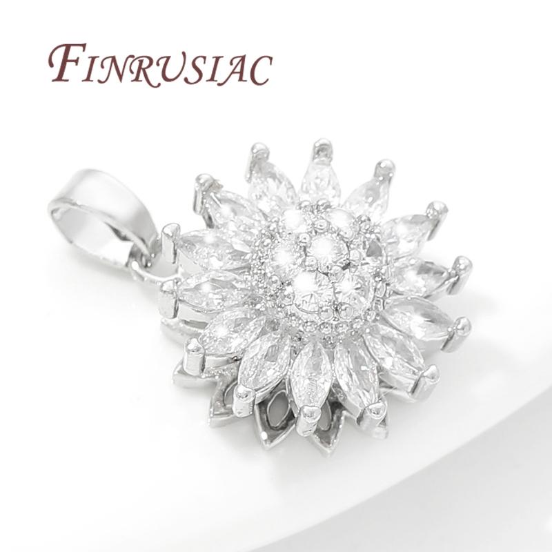 Fashion Crystal Zircon Charms For Necklace 18K Gold Plated Star/Flowers Pendants Accessories DIY Jewelry Making Supplies