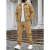 Herren S Einfarbig Langarm Jacke Hose Mehrere Taschen Lässig Arbeitskleidung Zweiteiliges Set