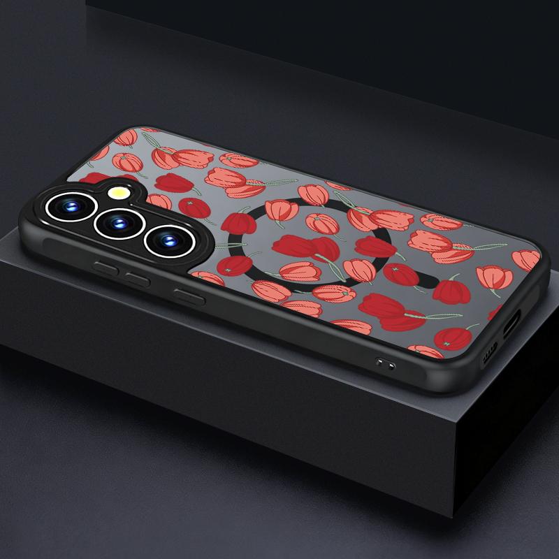 Cute Little Flower Pattern Magnetic Phone Case For Samsung Galaxy S26 S24 S23 Ultra S25 FE S22 Plus S25 Edge For Magsafe Cover