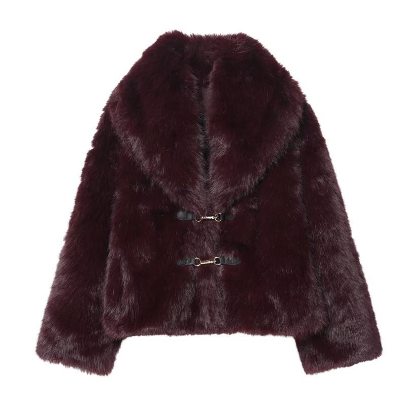 PBZA Style Faux Fur Short Coat Womens Korean Fashion Casual Outerwear
