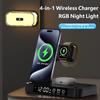 3-in-1 MagSafe Magnetic Wireless Charger 30W Fast Charging Stand with Night Light Desktop Charging Station for iPhone 16 15 14  Pro Max Samsung