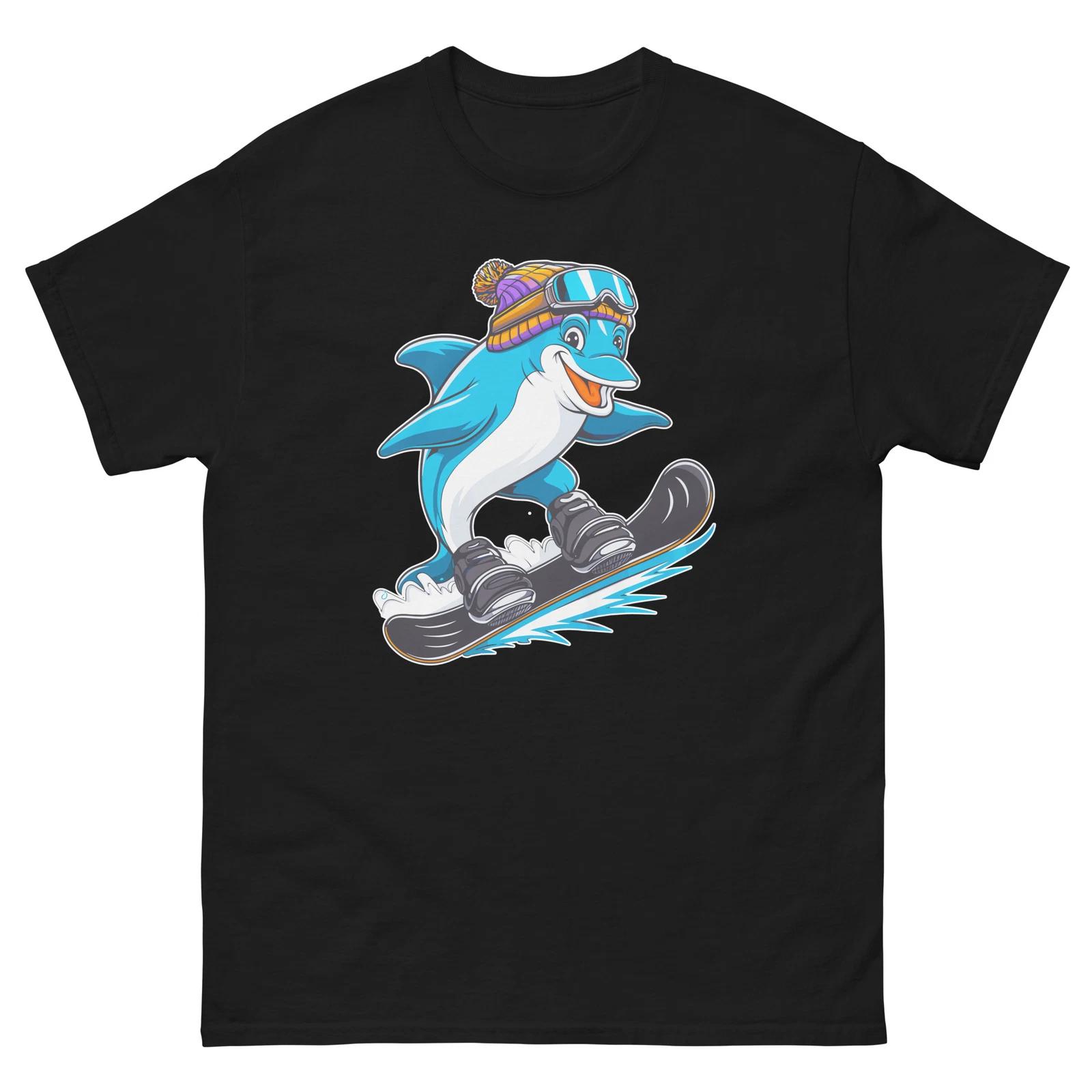 Dolphin Snowboarding Fun Cartoon Snowboarder Shirt T-Shirt 2XL