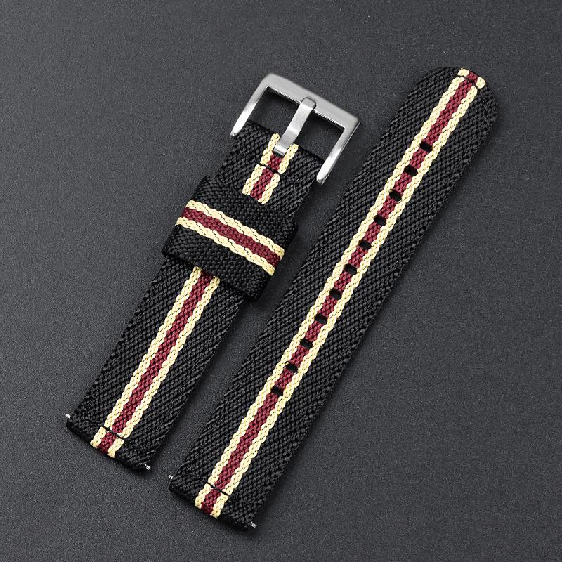 Nylon Canvas Watch Band 20mm 22mm Ribbed Strap for Seiko for Citizen Military Sports Woven Fabric Replacement Wristband Bracelet