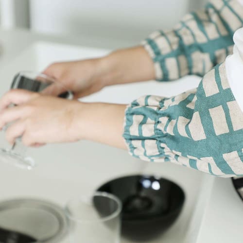 AndNE Multi-Arm Covers, Koushi Blue, Set for Both Arms, 18cm Wide X 17cm High, 9cm Cuff, Made In Japan, For Work, Office, Cooking, Stain Prevention, R