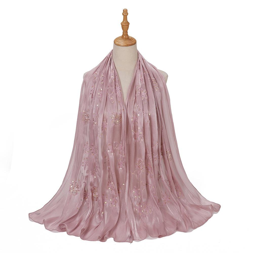 Shimmer Glitter Glitter Chiffon Shawl Elegant Pleated Glitter Shawl Flowy Hijab Shawl  for Women