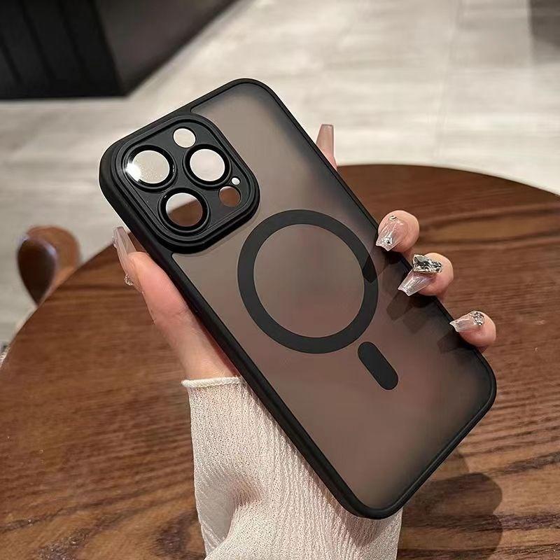 Magnetic Frosted Semi Transparent Hard Phone Case With Lens Protection For Apple Iphone