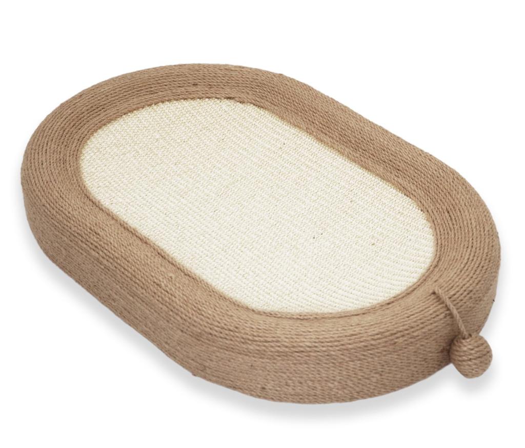 Mary & Rury Cat Scratching Board, Large Oval Cat Bed with Hemp Scratching Board and Bowl