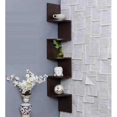 Ofixo Wooden Wall Shelves | Corner Hanging Shelf For Living Room Stylish | Zig Zag Home Decor Floating Display Rack Stor