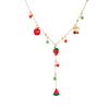 Country Style Lightweight Simulation Necklace Drip Oil Fruit Effect Stainless Steel Trendy Neck Chain Jewelry Gift