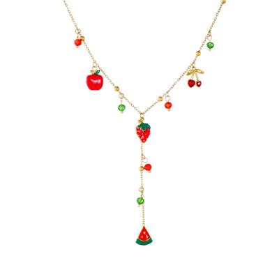 Landhausstil Leichte Simulationskette Tropföl Fruchteffekt Edelstahl Trendige Halskette Schmuck Geschenk