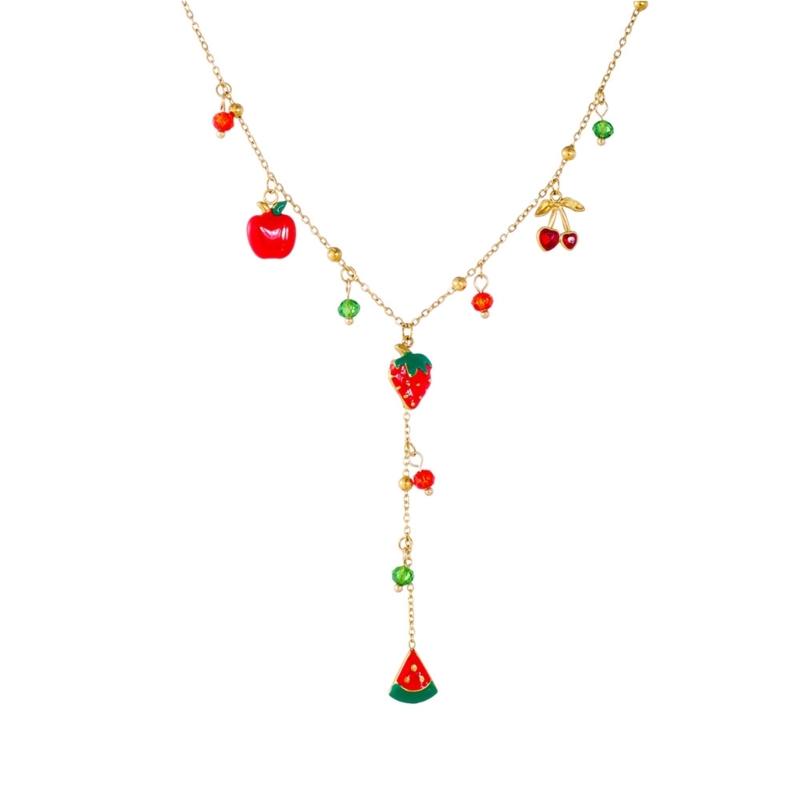 

Exclusive Trendy Watermelon Strawberry Pendant Necklace Unique Fashion Neck Chain Jewelry Gift Accessory 1