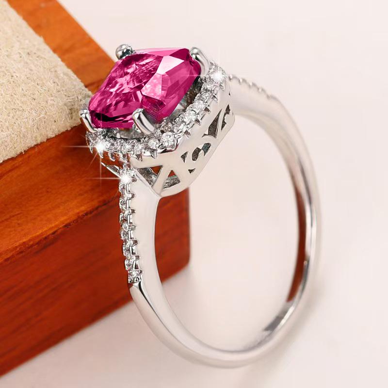 Silver Plated color Rings for Women Tanzanian Red Stone Wedding Engagement Ring Wholesale Size 5-11 Trendy Accessory