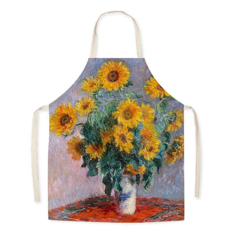 Monet Art Oil Painting Art Student Literary Apron Mori Studio Adult Sleeveless Kitchen Work Waist Bib