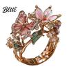 Vivid Butterfly Ring Lightweight Alloy Finger Ring Flower Shape Adjustable