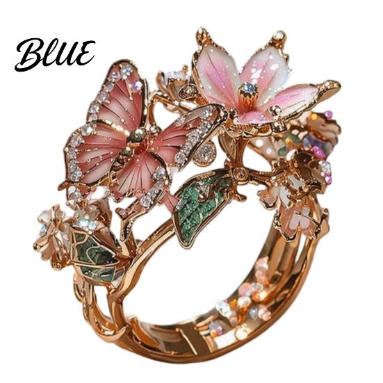 Vivid Butterfly Ring Lightweight Alloy Finger Ring Flower Shape Adjustable