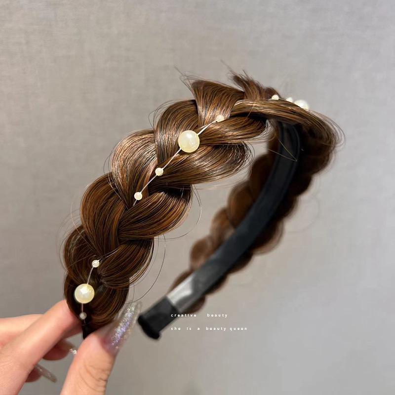 Pearl Fishbone Braid Non-Slip Fluffy Headband - Versatile Age-Reducing Hair Accessory