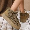 Mode 2025 Winter Leopard Schneestiefel für Damen Slipper Kurzer Plüsch Warm Knöchelstiefel Frau Mode Wildlederimitat Plateau Stiefeletten Weiblich