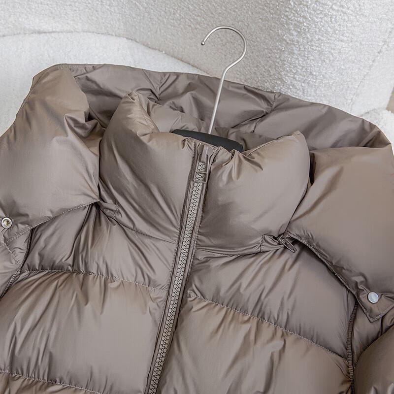 TACHI Women's Mid-Length Loose Fit Down Jacket with Detachable Hood