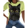 Fashion Woman T-shirt Women's 3d Cats Print Black Kawaii T Shirt Female Clothing Oversized Summer Top