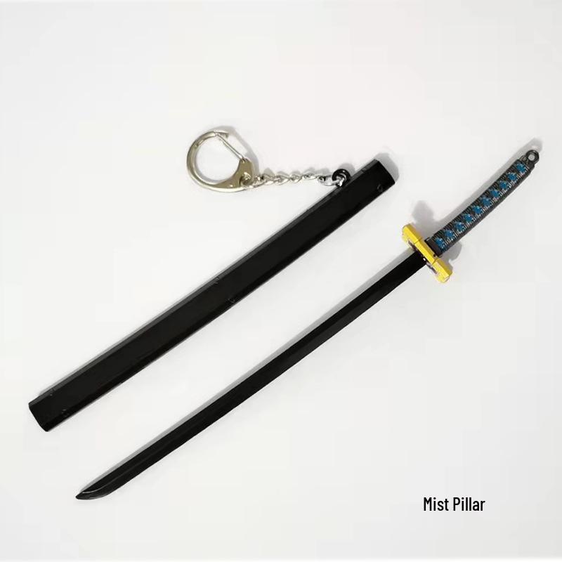 Demon Slayer Tanjiro Giyu Shinobu Nichirin Sword Keychain with Sheath, 17cm Alloy Model