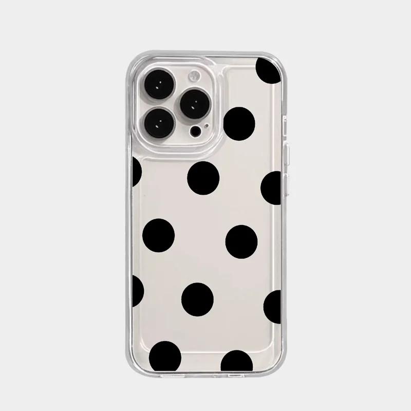 Simple Polka Dots Pattern Phone Case For Samsung S25 S24 Ultra S23 S22 S21 S20 S23FE S21FE Korean INS Soft Cover Case