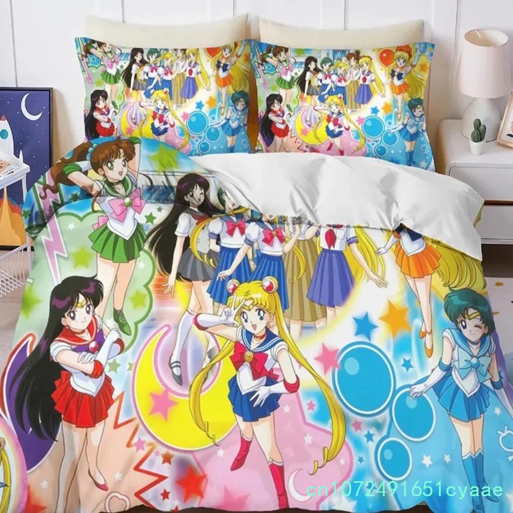 New Sailor Moon Bedding Set,Japanese Anime Sailor Moon Bedding Set,Beautiful Girl Quilt Cover Cute Printing Duvet Home