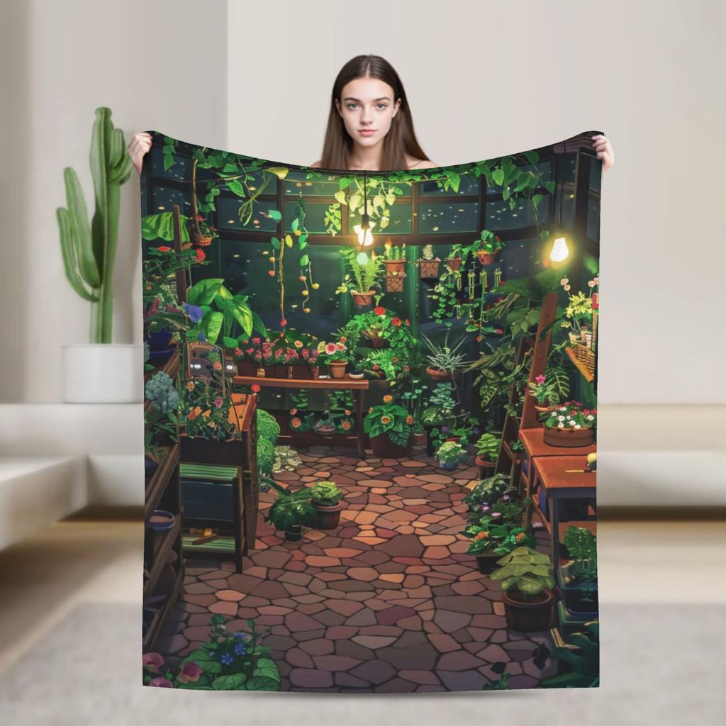Stardew Valley Greenhouse Flannel Blankets Winter  Soft Throw Blanket for Kids Adult Couch Chair Aesthetic Bedspread Sofa Cover