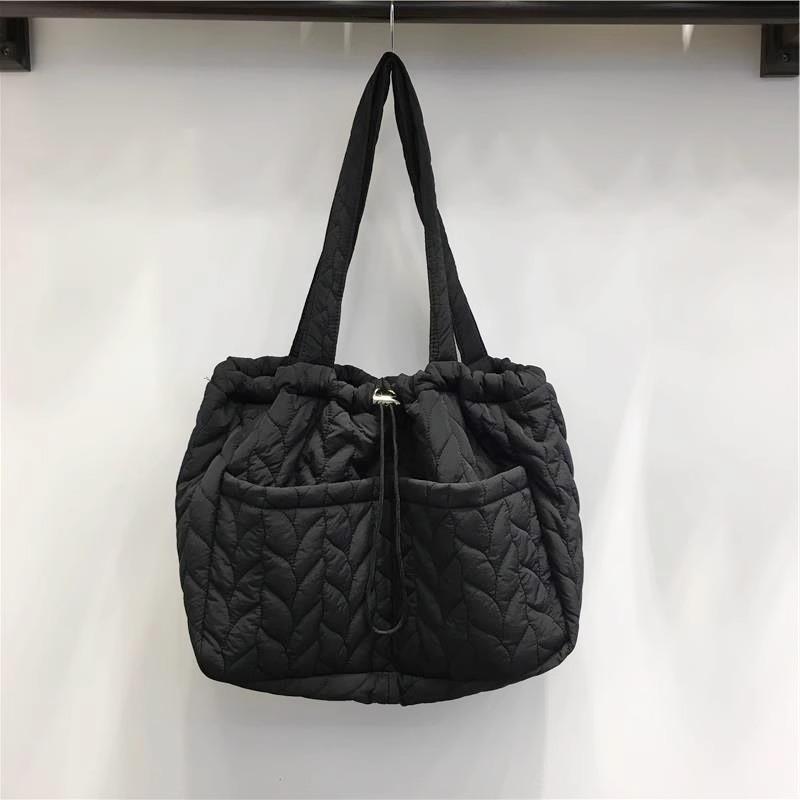 Autumn and winter soft underarm down bag women's large capacity lightweight pleated nylon cotton clothes cloth bag shoulder bag