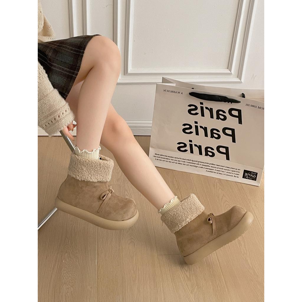 Fleece thickened warm thick-soled fluffy snow boots 2025 winter wear non-slip Birkenstock cotton shoes