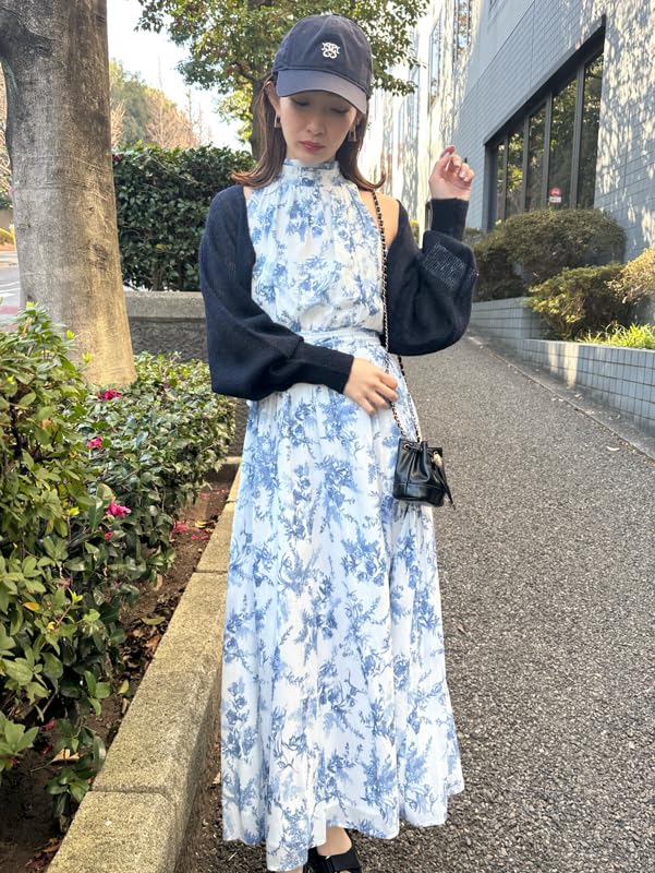 Snidel American Style Dress and Bolero Cardigan Set Women's (SWNO251137, NVY)