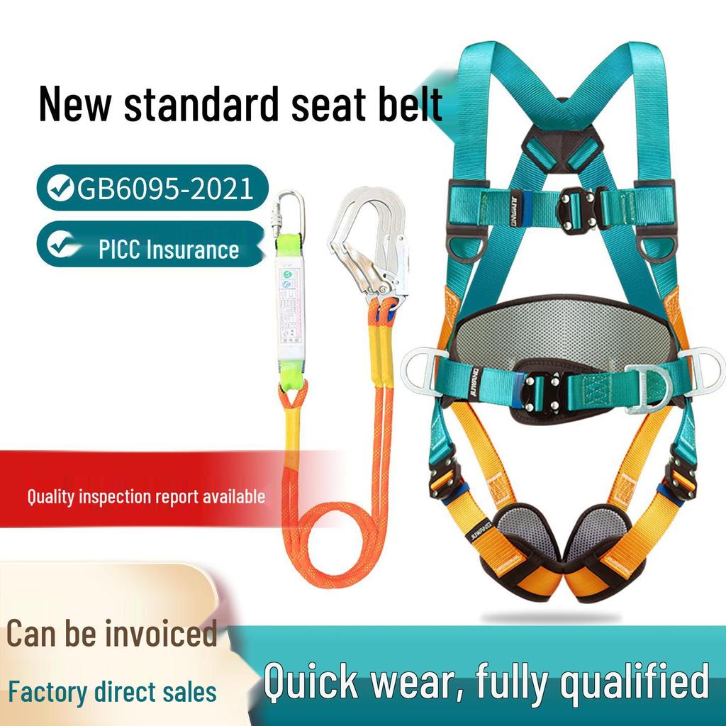 5-Point Full-Body Electrician Safety Harness with Double Hooks for High-Altitude Work