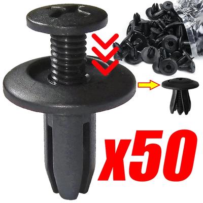 50/100pcs 8mm Hole Plastic Rivets Fastener Screw Car Bumper Fender Car Door Trim Panel Retainer Fastener Clips Auto Accessories