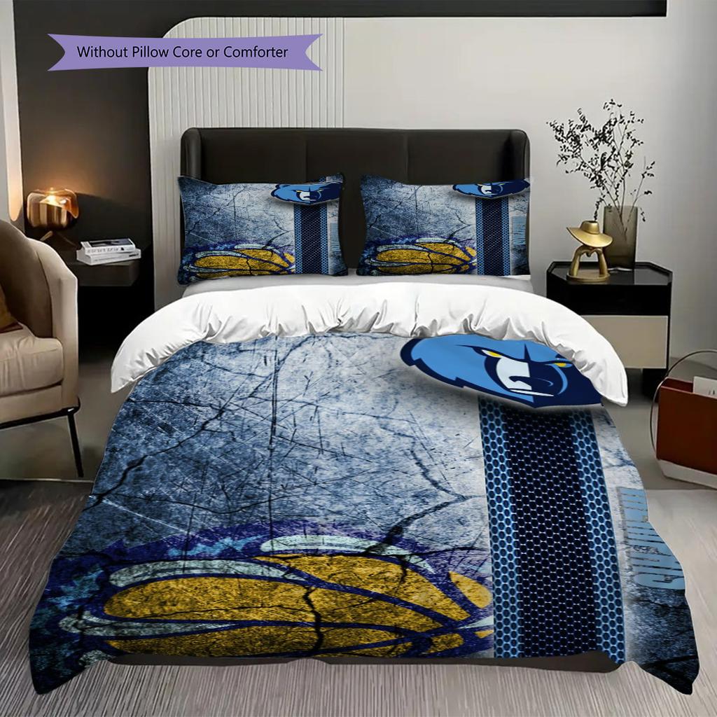 Memphis Grizzlies Bold Fierce Three-piece Set(1 * Duvet Cover + 2 * Pillowcase, Without core)Soft and Comfortable Duvet Cover and Pillowcase
