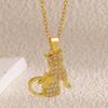 Cat Pendant Necklace Cubic Zirconia Cute Kitty Butterfly Necklace Animal Charm Jewelry Gift for Cat Lovers Women