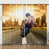 3D Cool Motorcycle Mountain Dirt Bike Curtain 2 Panelss Motorcycle Enthusiast Room Bedroom Area Living Space Curtain