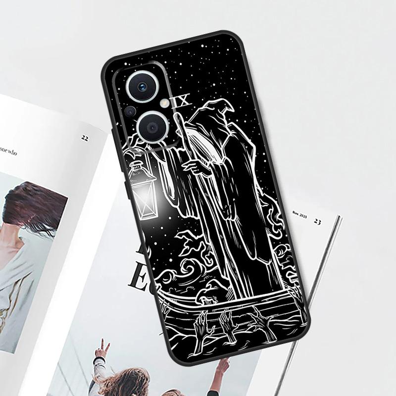 The Hermit Tarot Card Grim Reaper Case For OPPO Find X9 X5 X6 X8 Pro OPPO Reno 12F 14F 13F 11F 10 12 13 14 Pro 7 8 Lite Cover