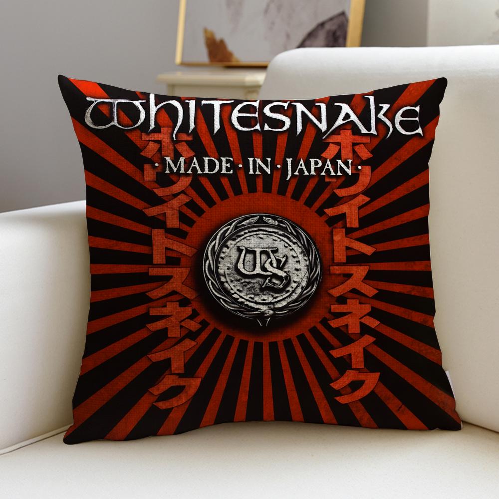Rock WWhitesnakeS Cushion Cover Breathable and Skinfriendly Linen Pillowcase Square Removable and Washable Cushion