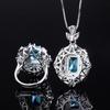 Jewelry Copper Bottom Gold-Plated Simulation Topa Blue Ring Necklace Set Creative Full Diamond Luxury Set Main 8 * 12