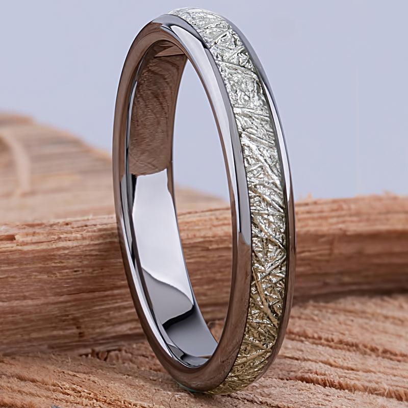 

Trendy 4mm Men Stainless Steel Rings Vintage Silver Color Meteorites Inlay High Polished Rings For Men Wedding Band Gift 13