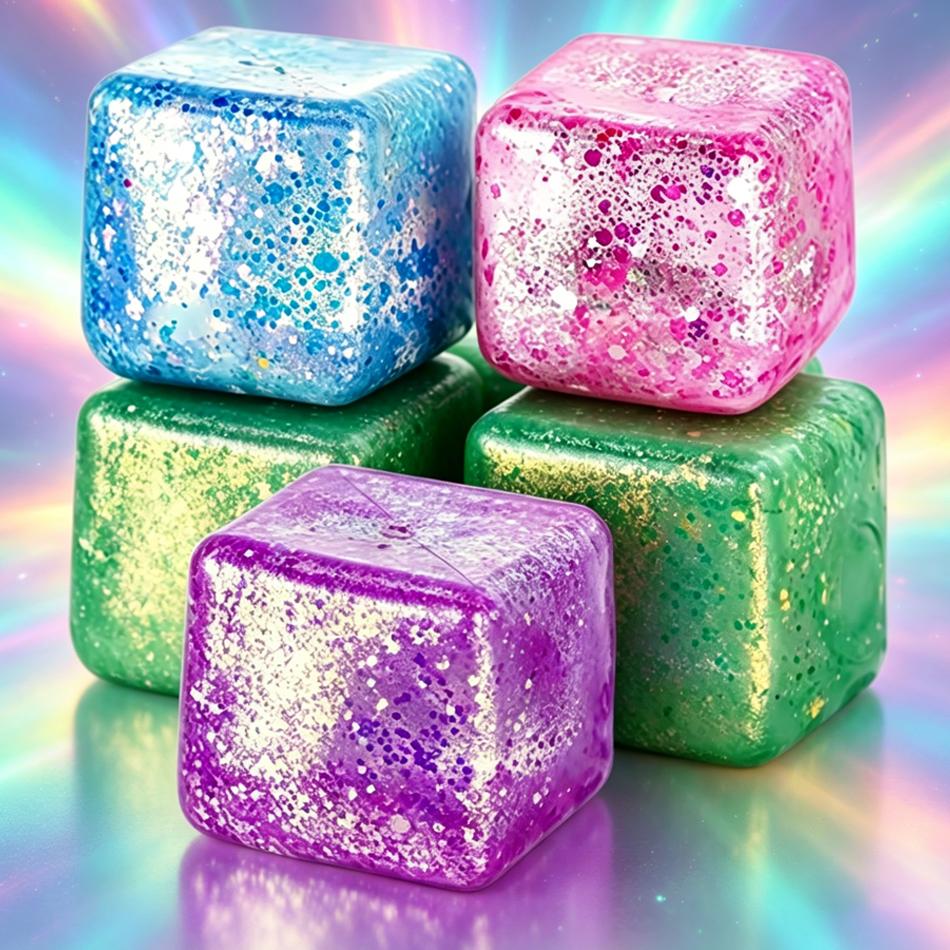 Interesting Toys 1-4Pcs Maltose Ice Cube Stress Squeeze Toy Squeeze Cube Glitter Large Sugar Ball Stress Slow Rebound Sensory Squeeze Toy